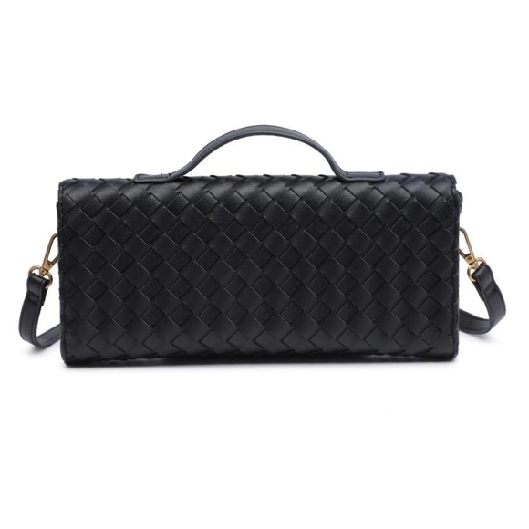 Elegant Black Woven Clutch